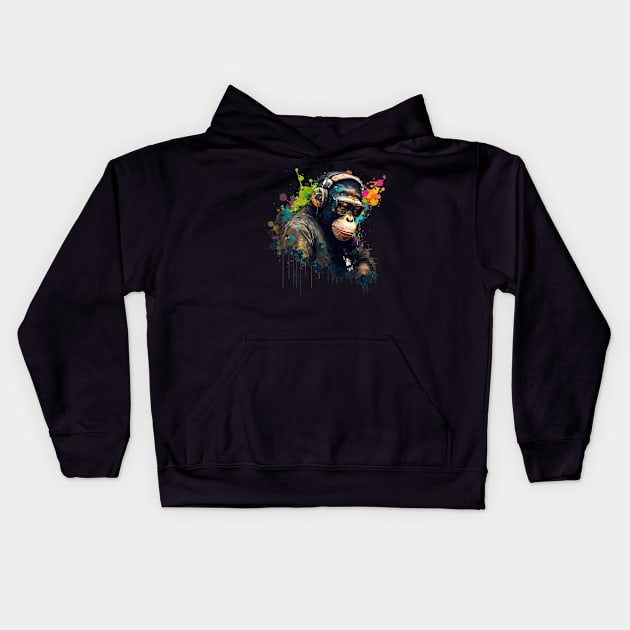 DJ Chimpanzee Kids Hoodie by Abili-Tees